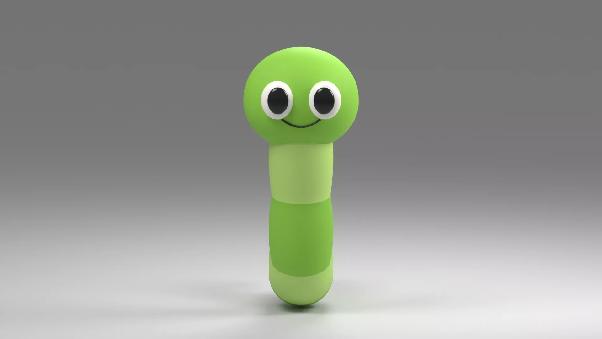 Rounded Green Worm with Raised Head Low-poly 3D model