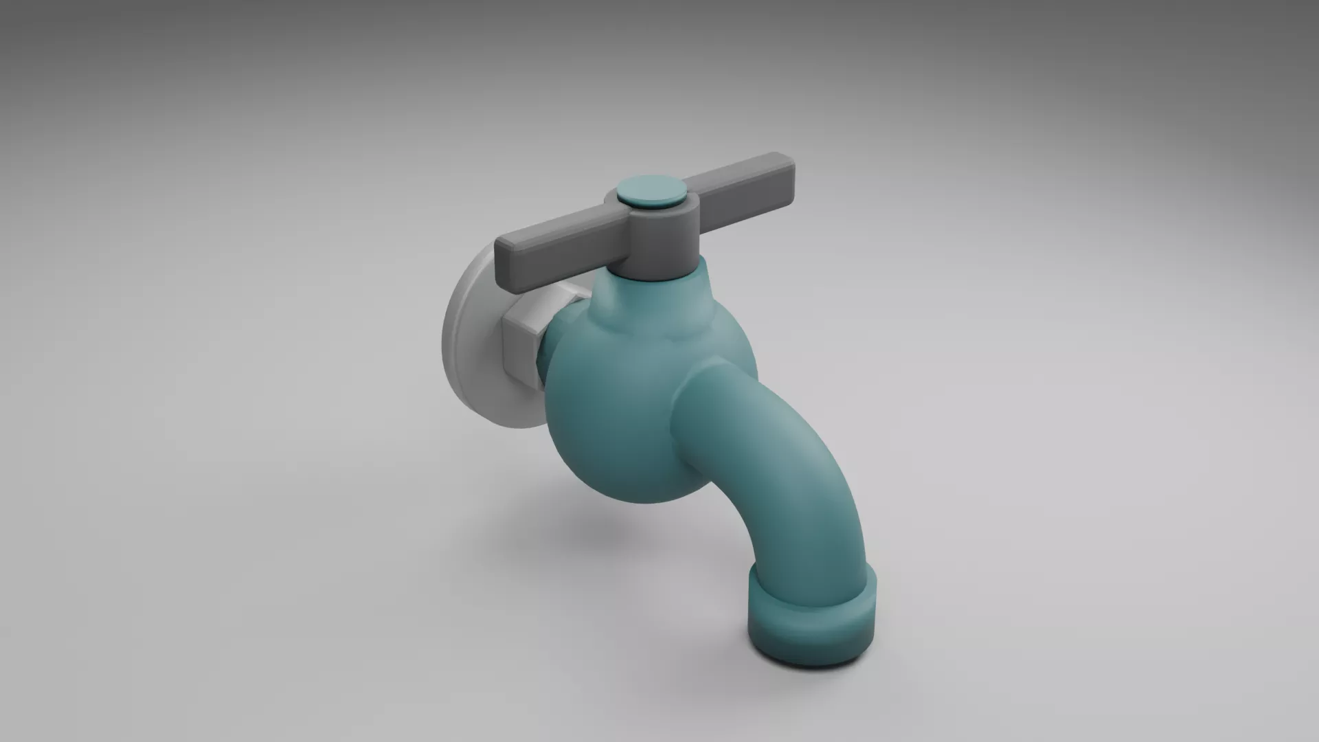 Teal Wall Tap with Crossbar Handle Low-poly 3D model