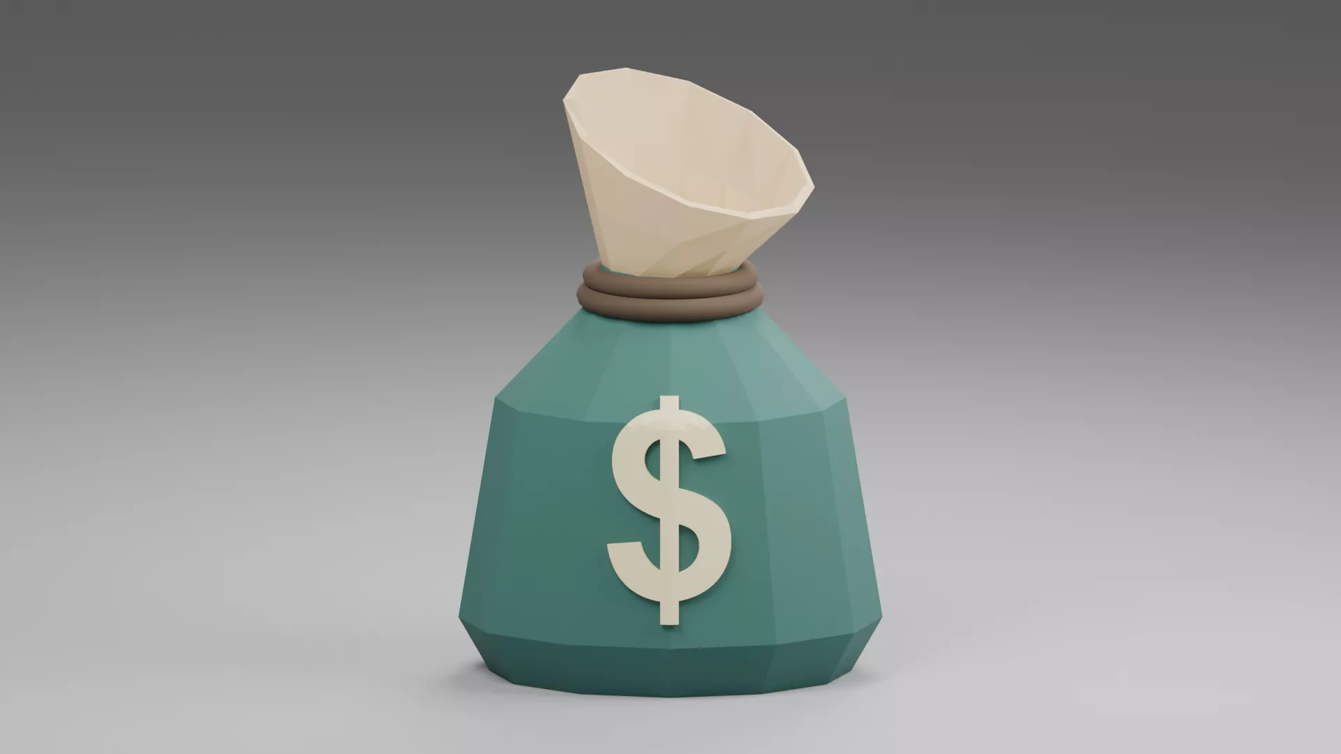 Teal Money Pouch with Folded Cream Top Low-poly 3D model