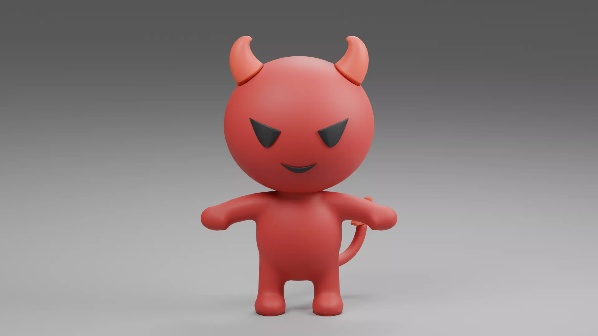 Round Red Devil with Small Horns Low-poly 3D model
