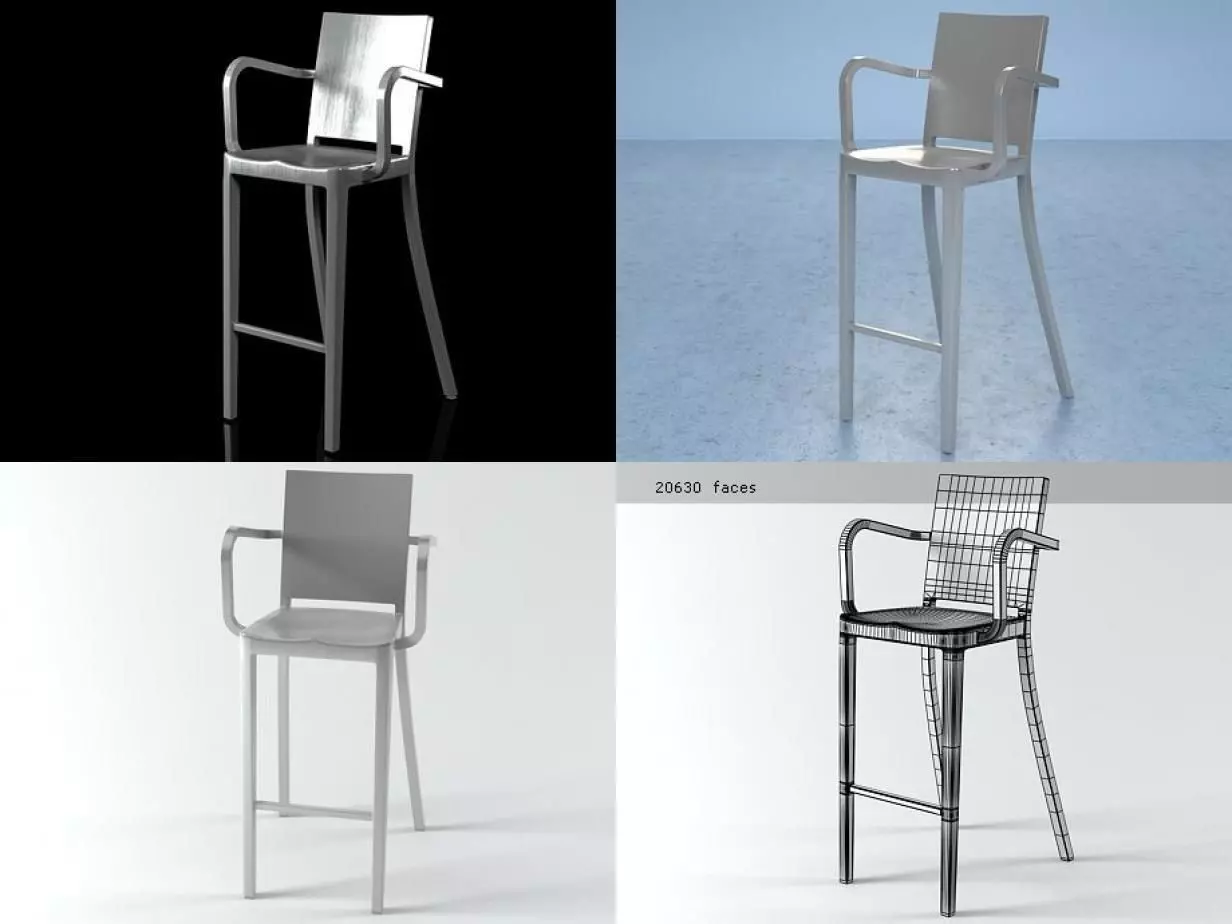 Hudson Barstool With Arms 3D model_0