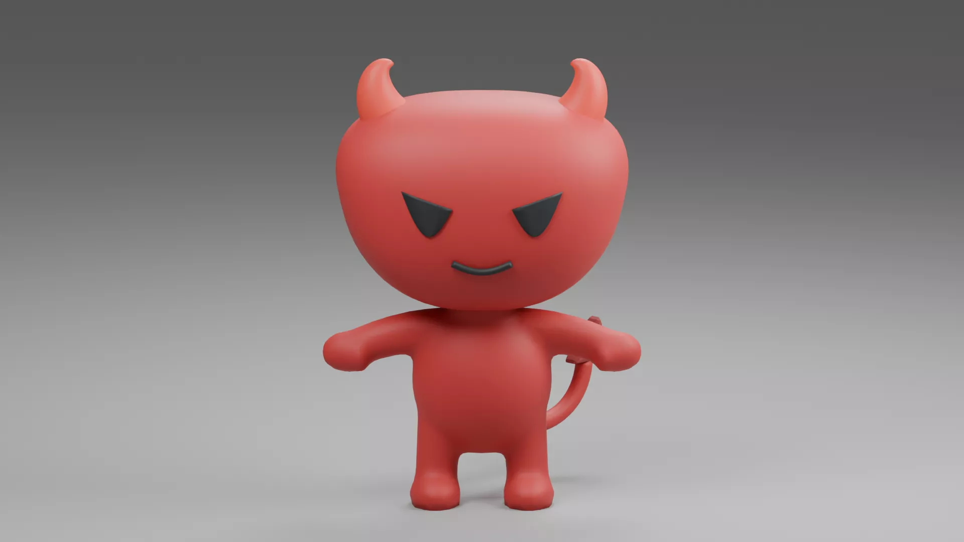Cute Red Horned Devil Mascot Low-poly 3D model