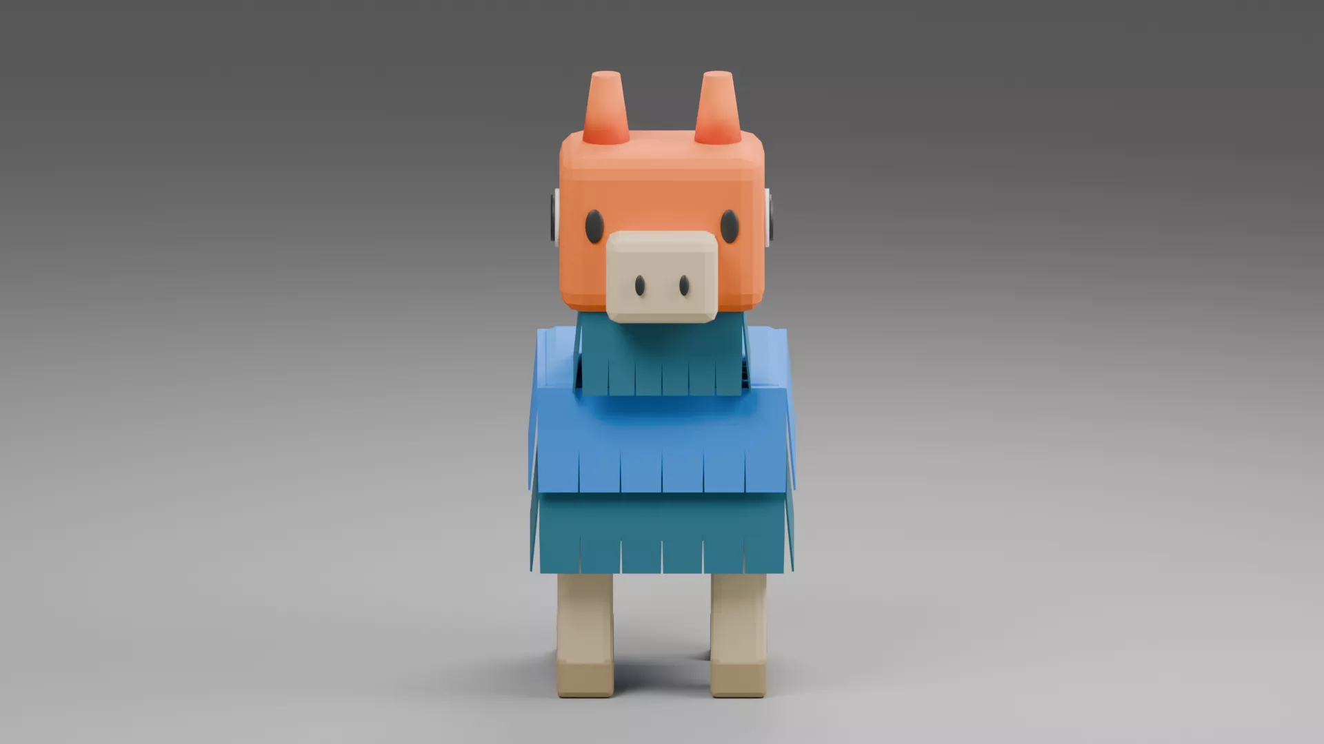Orange Donkey Pinata with Blue Body Low-poly 3D model
