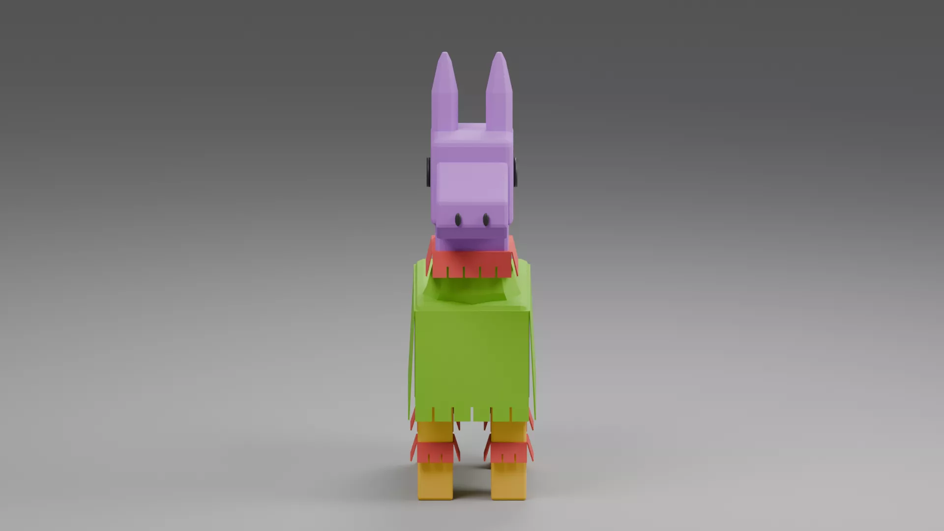 Purple Llama Pinata with Lime Green Fringe Low-poly 3D model