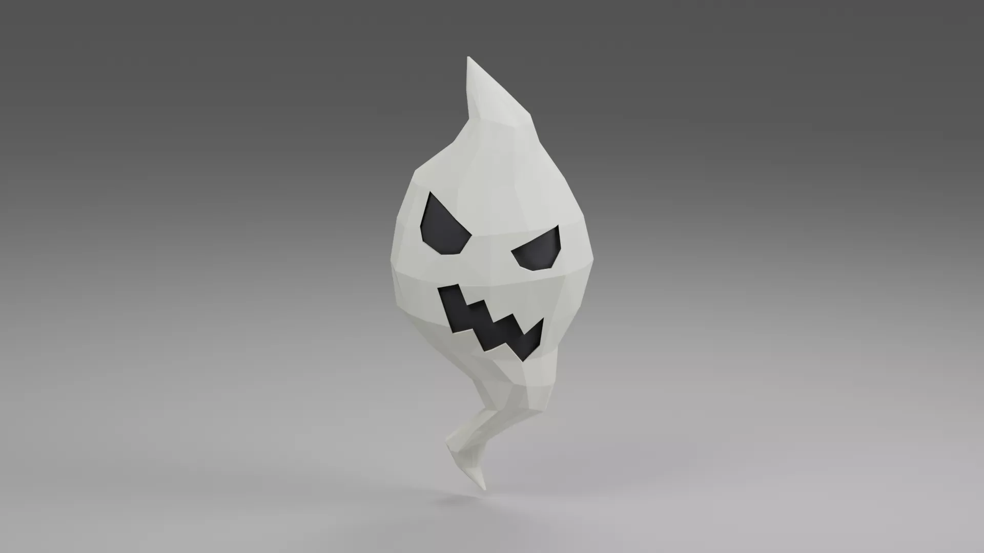 Angular Flame Ghost with Jagged Grin Low-poly 3D model