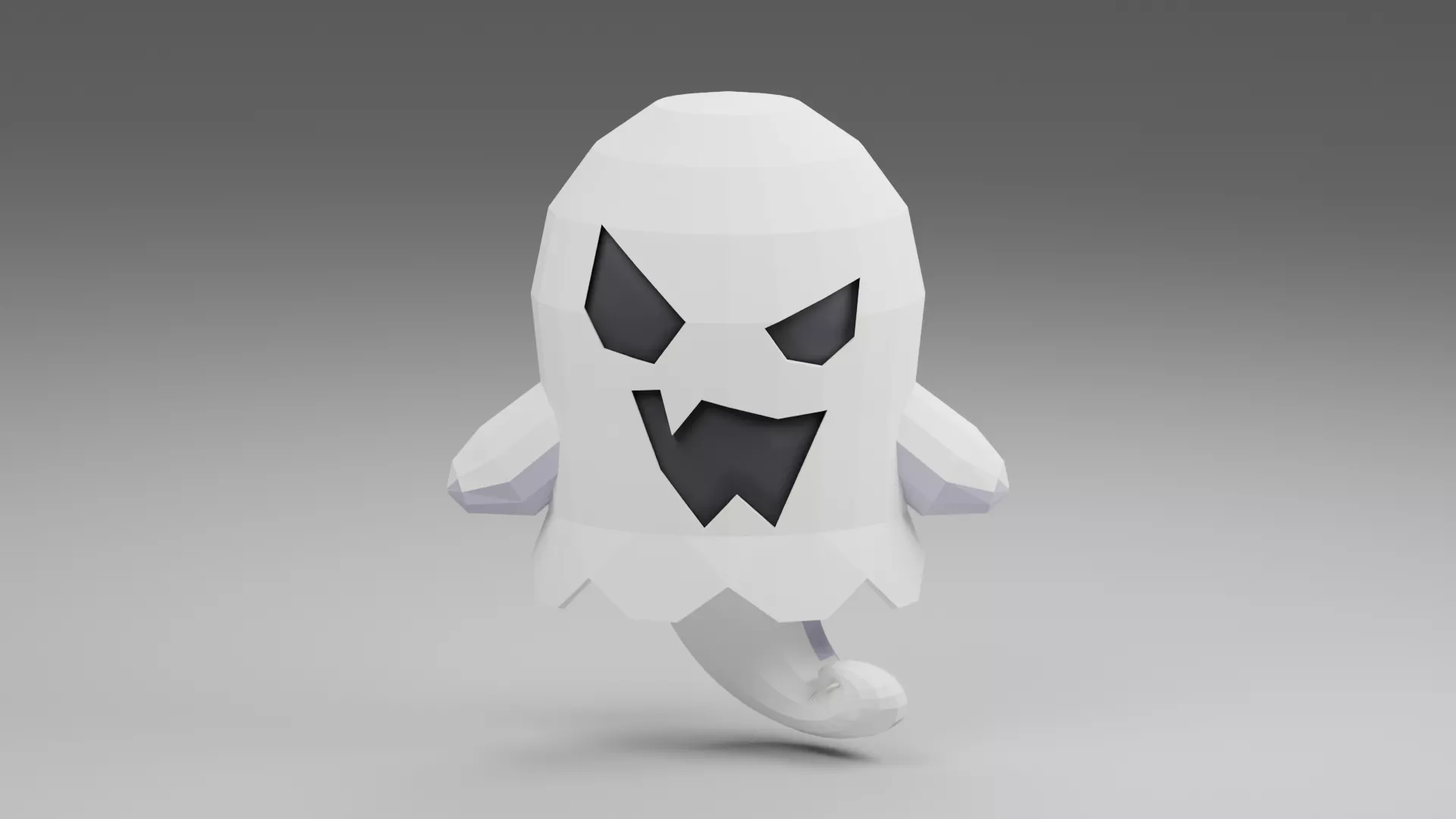 Round White Spook with Floating Hands Low-poly 3D model
