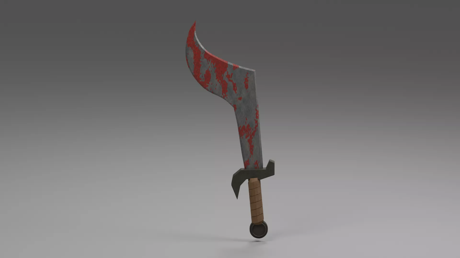 Hooked Fantasy Cleaver Sword with Red Marks Low-poly 3D model