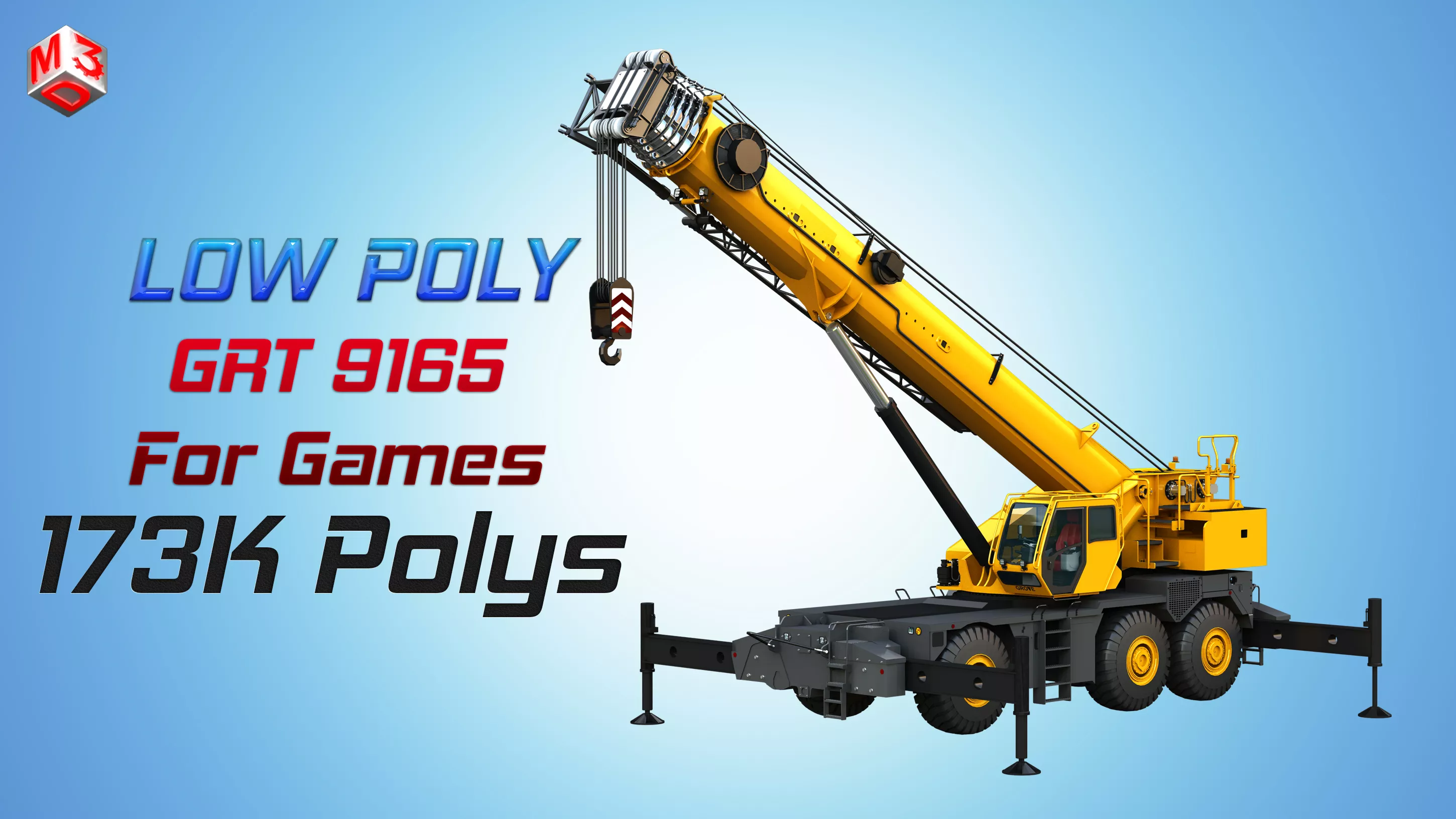 GRT 9165 Mobile Crane - Low Poly Version - 173K Polys Low-poly 3D model