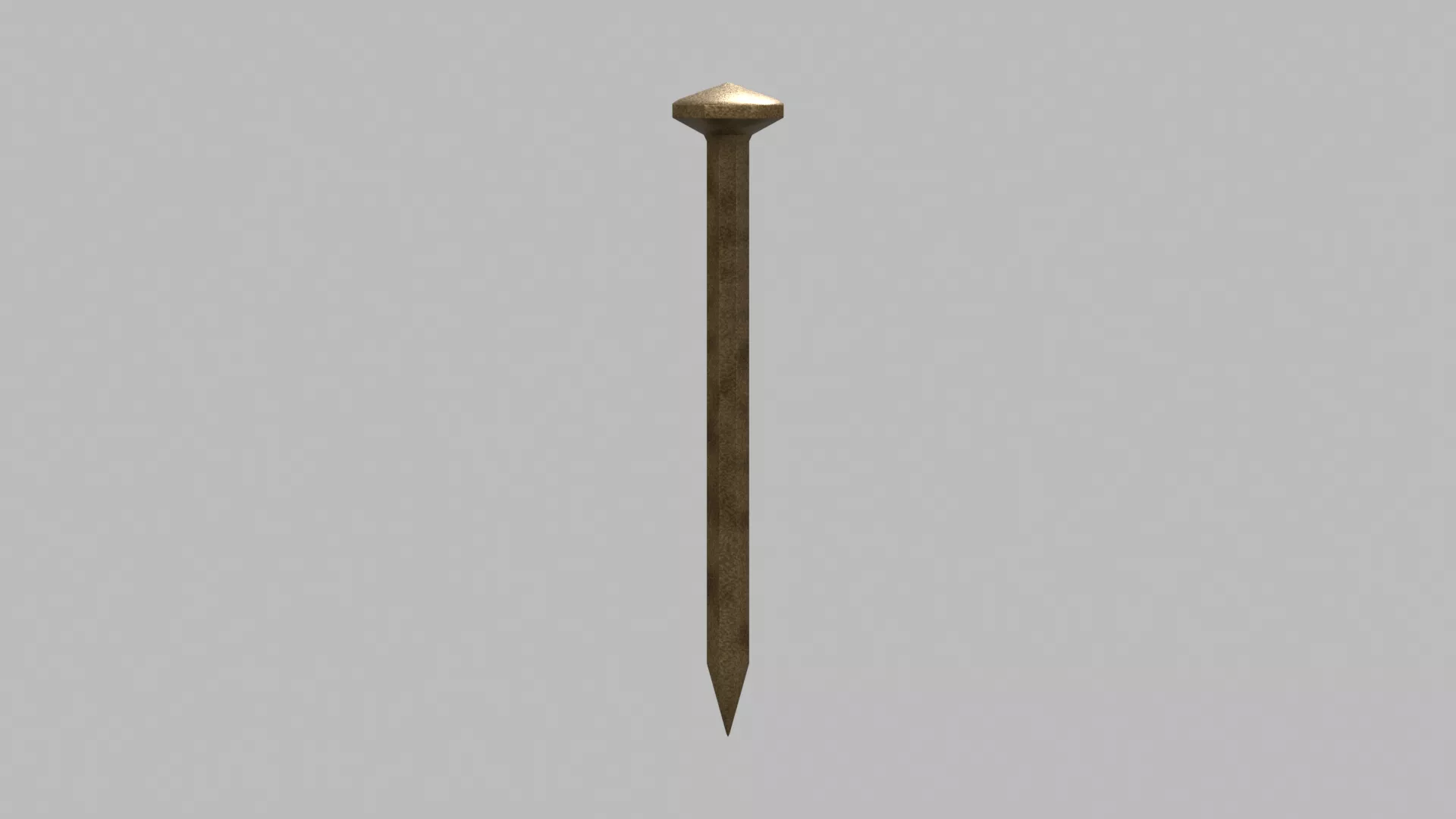 Forged Metal Nail with Broad Flat Head Low-poly 3D model