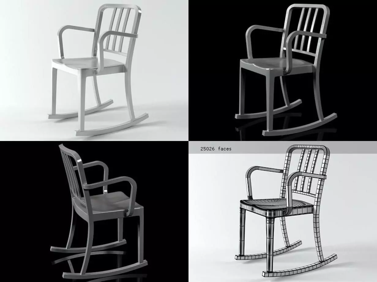 Heritage Rocking Armchair 3D model_0