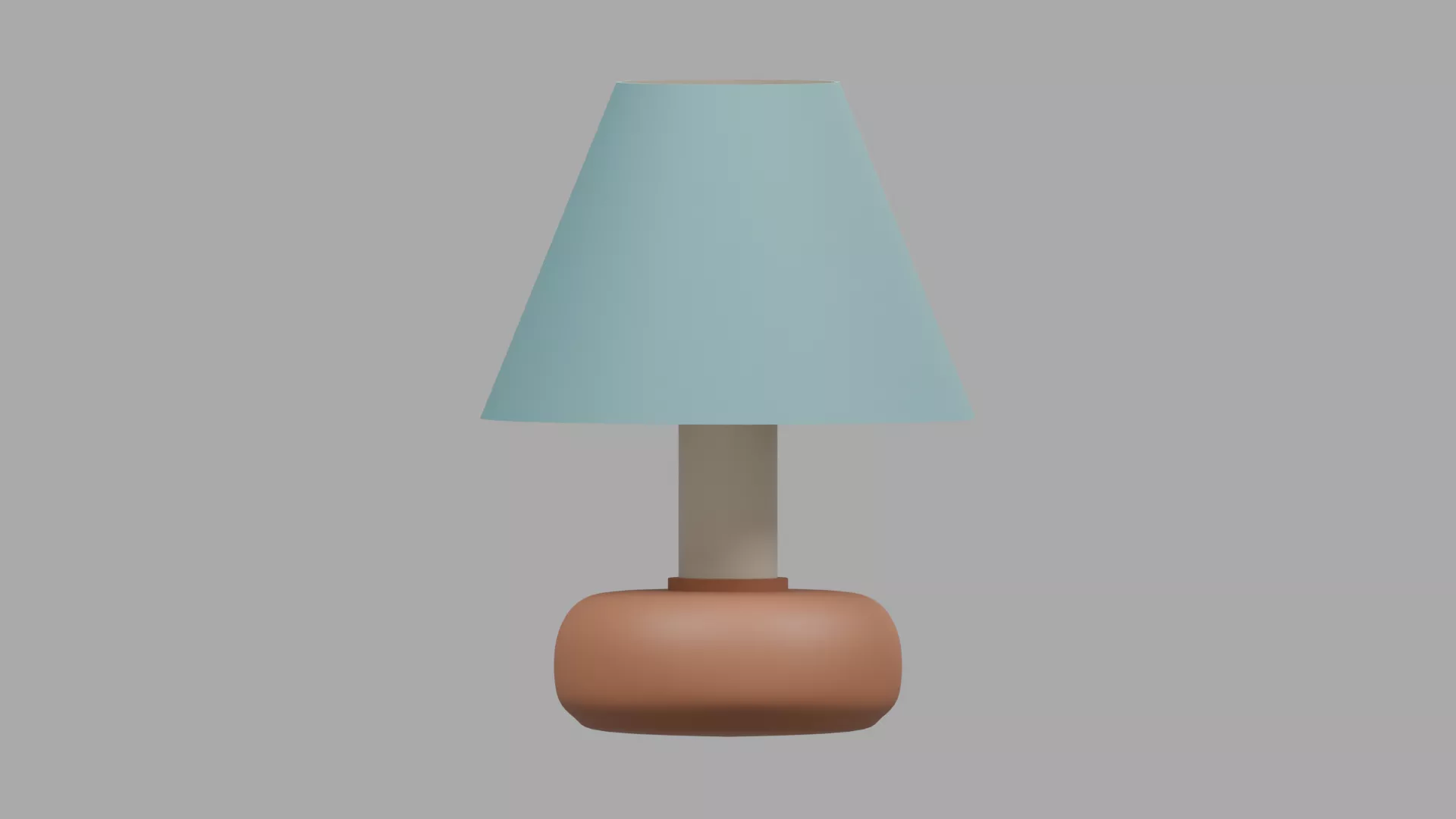 Terracotta Table Lamp with Blue Tapered Shade Low-poly 3D model