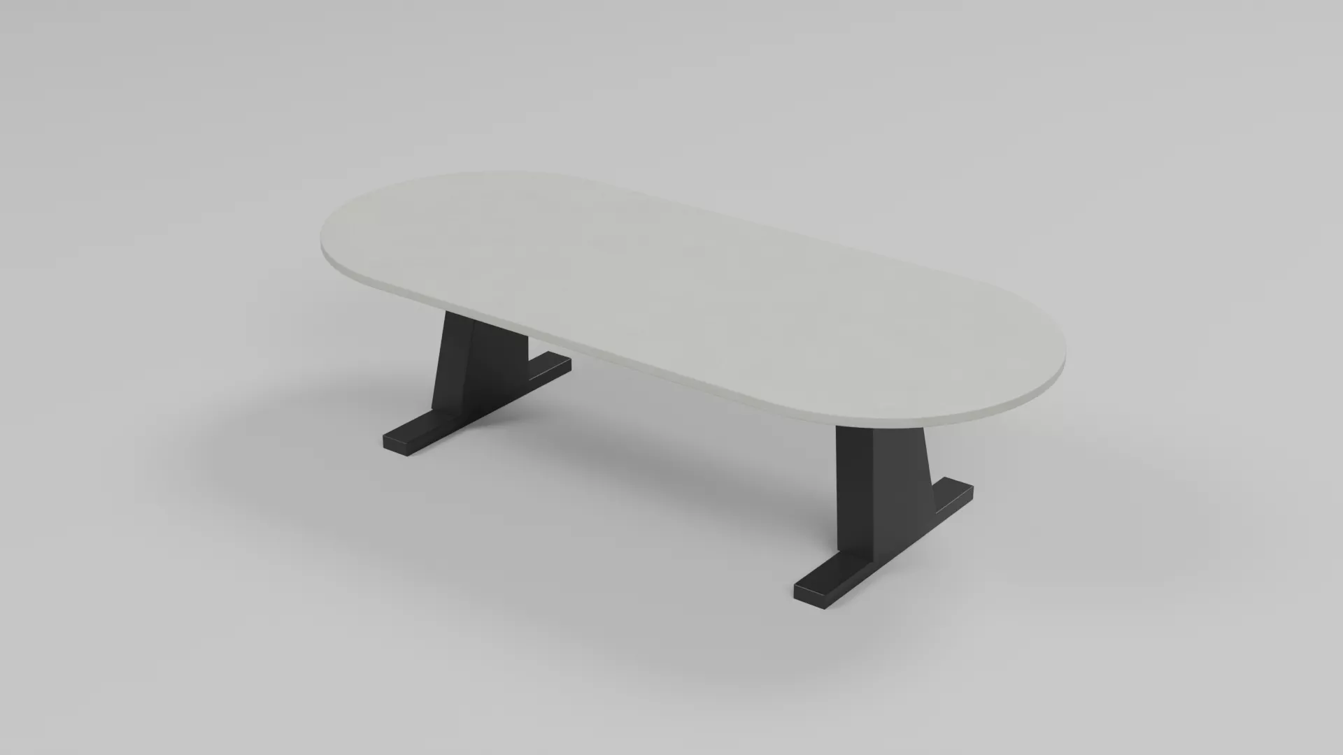 White Oval Table on Dark Pedestal Supports Low-poly 3D model