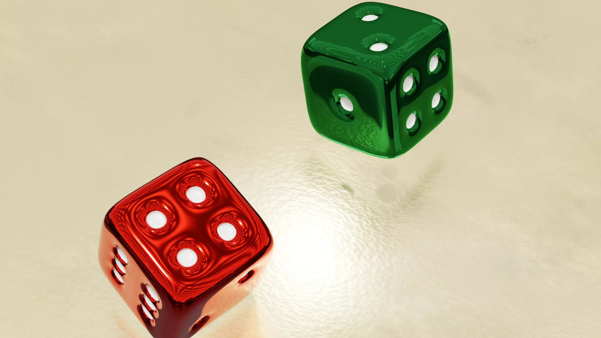 Photorealistic Glossy Red - Green Dice 3D Animation Bundle 3D model