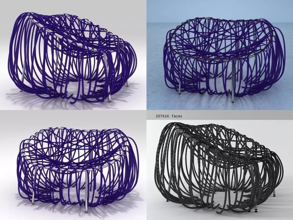 Anemone chair made of wires 3D model_0