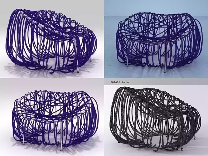 Anemone chair made of wires 3D model
