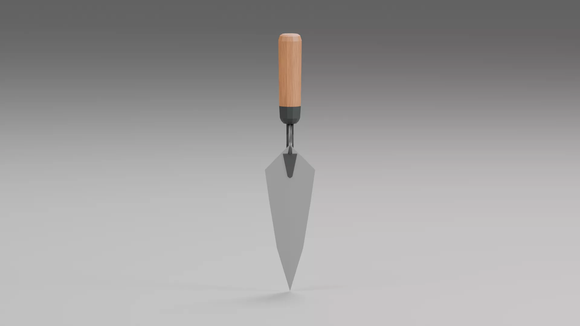 Narrow Pointed Trowel with Wooden Handle Low-poly 3D model