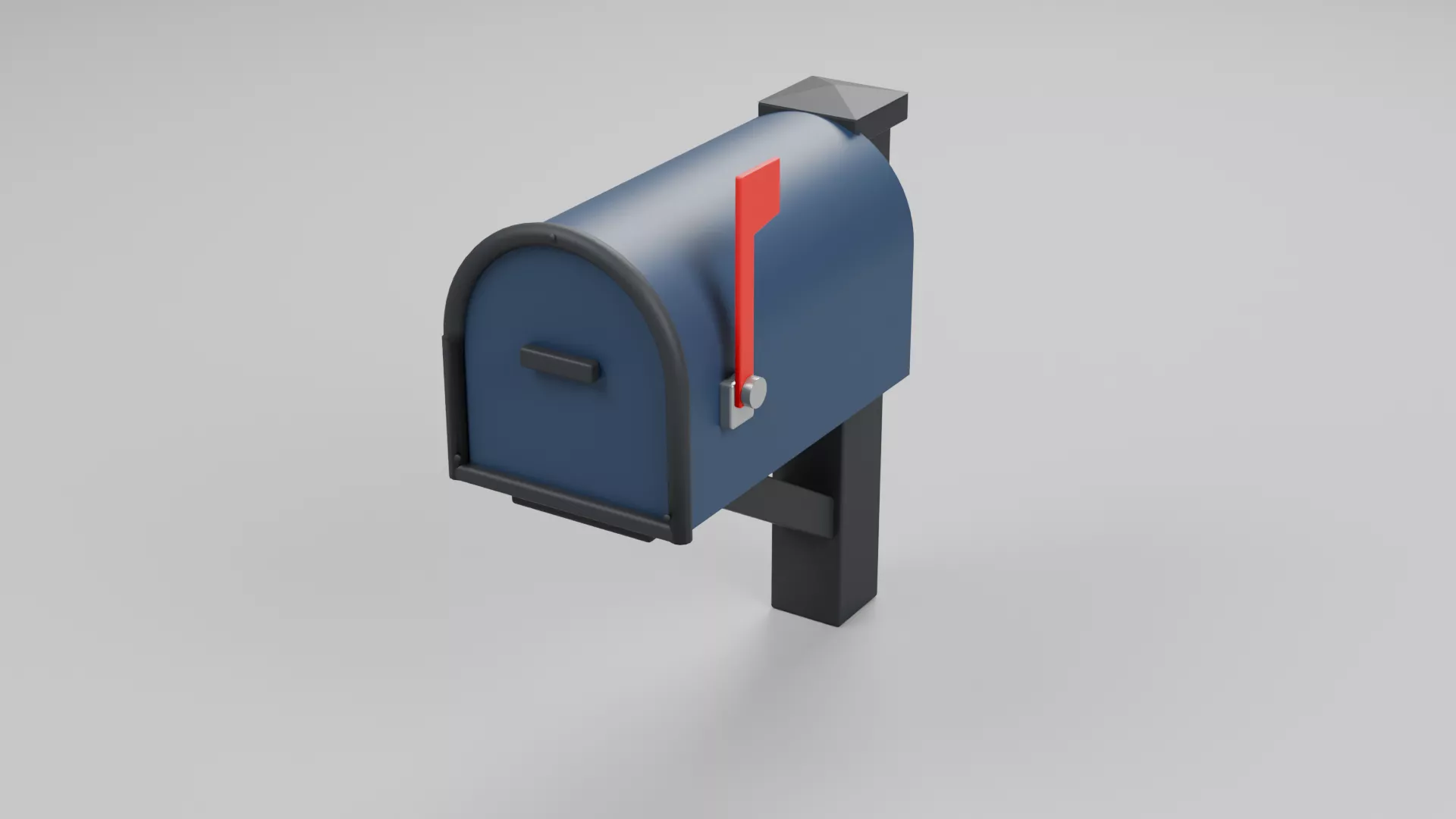 Blue Post Mounted Mailbox with Arched Door Low-poly 3D model