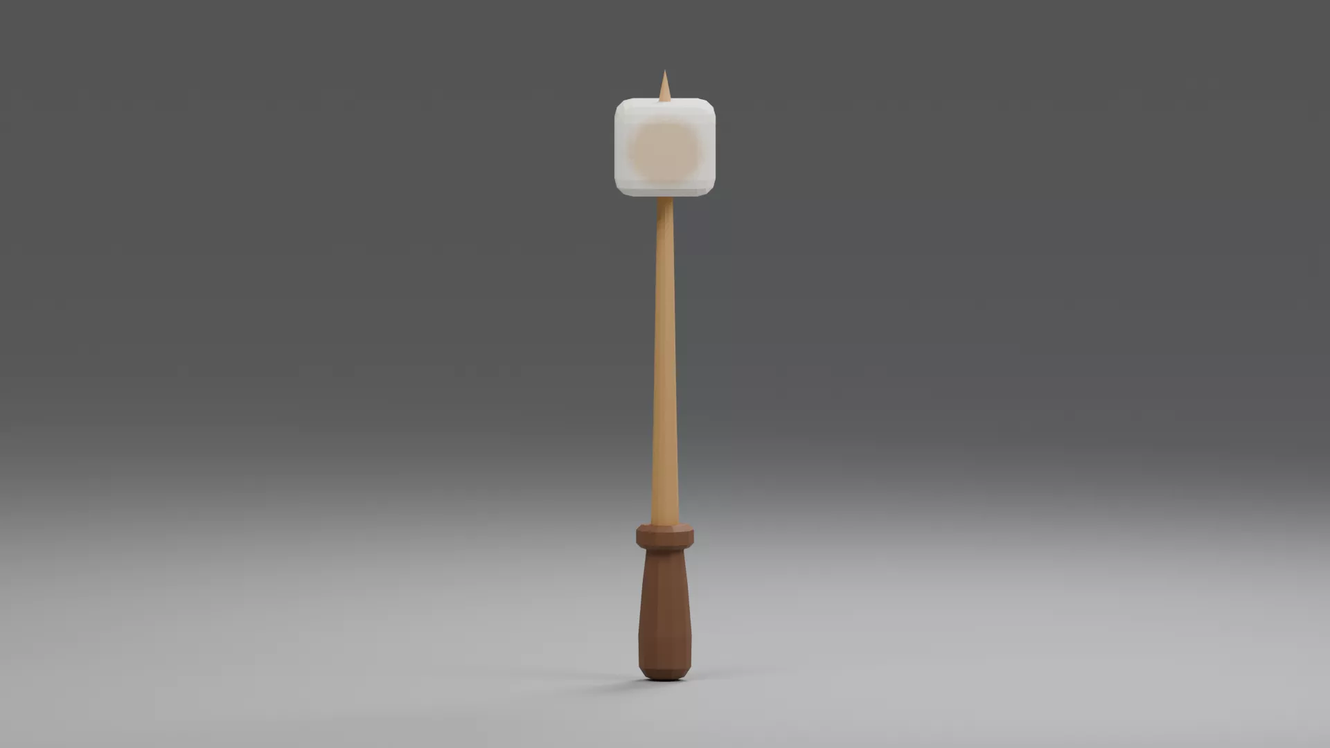 Rounded Marshmallow on Dark Handled Skewer Low-poly 3D model