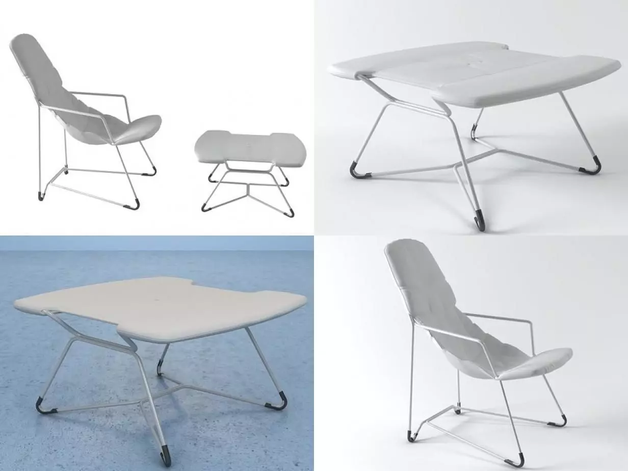 Plein Air Armchair 271 and Footstool 272 3D model_0