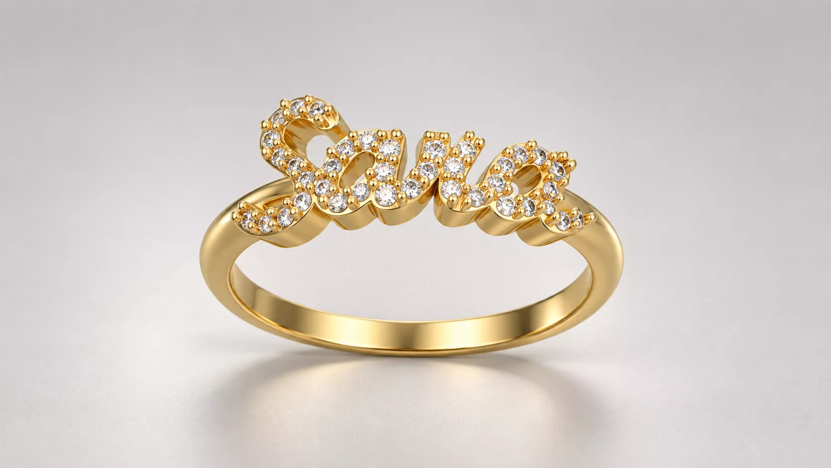 Model 1386 Sara Name Ring Diamond 7 US Size 3D print model