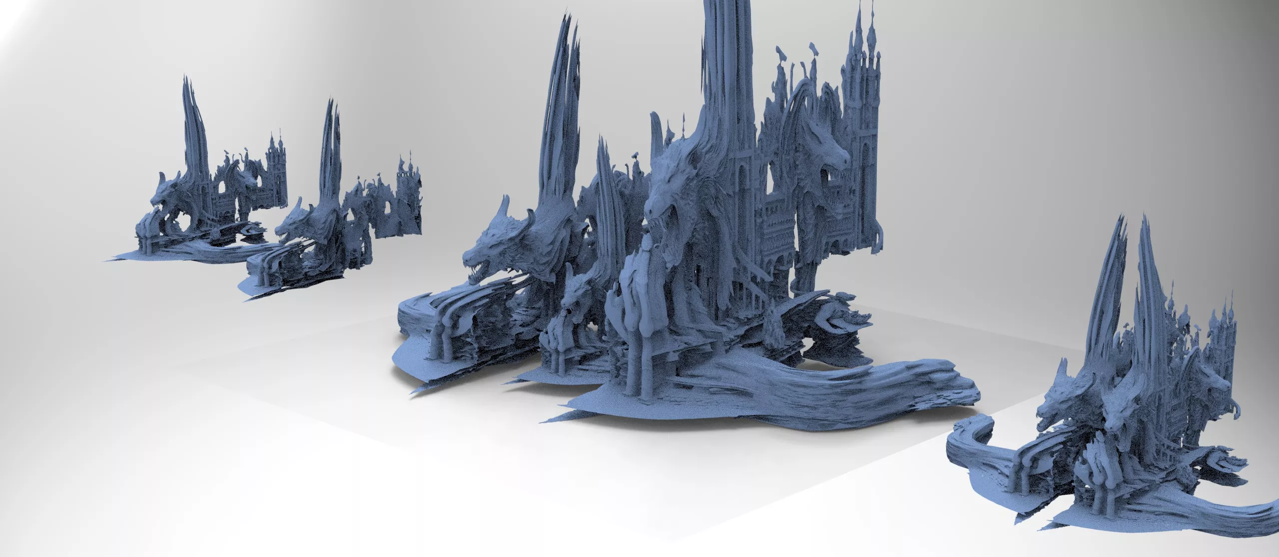 Tribe of the wolf castle wall 3 designs 3D model