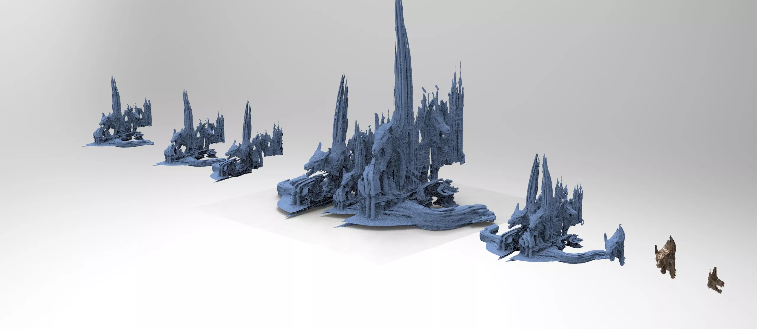 Tribe of the wolf castle wall 5 designs 3D model