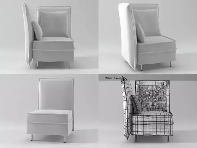 Nanni chair with back and armrest 3D model Nanni chair with back and armrest 3D model