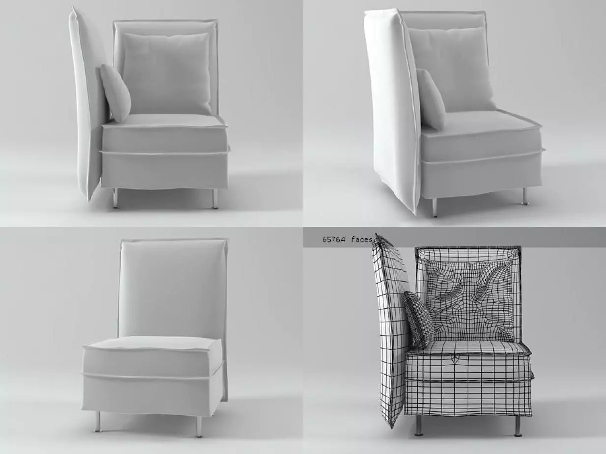 Nanni chair with back and armrest 3D model_0