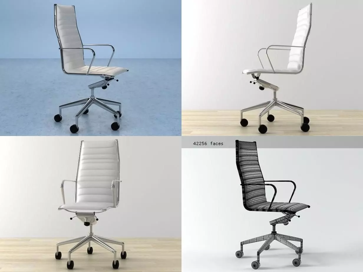 Eva four different office chairs 3D model_0