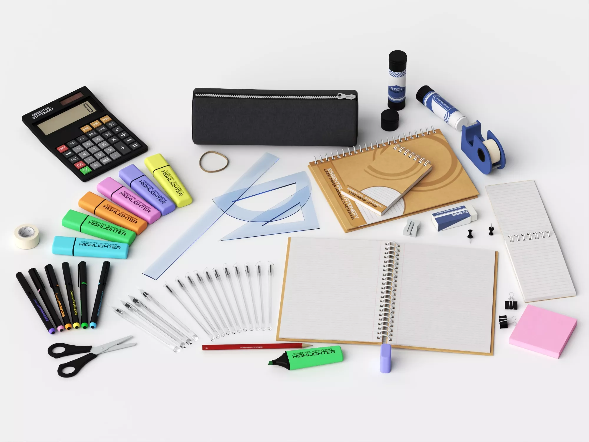 Office Stationery Set 3D Pack 3D model