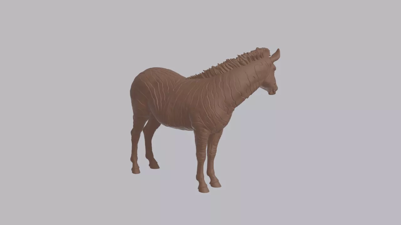 Realistic Zebra Looking Side Animal Sculpture 3D print model