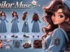 3D model Disney Anime Blue Princess Female Fantasy Character VR / AR ...