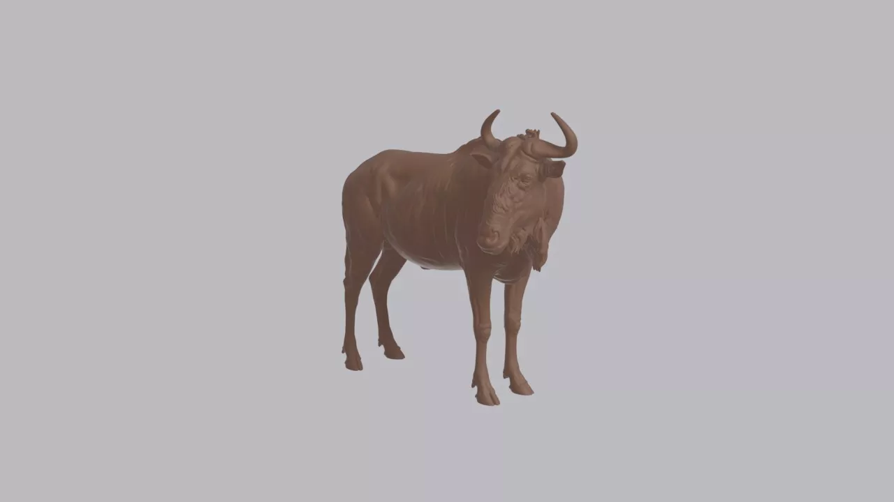 Realistic Wildebeest Looking Side Animal Sculpture 3D print model
