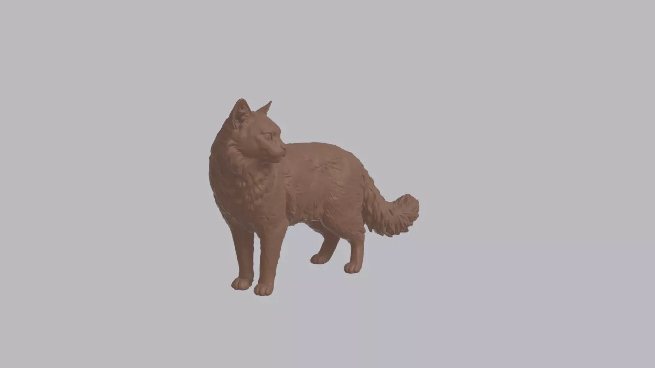 Realistic Somali Cat Looking Side Animal Sculpture 3D print model