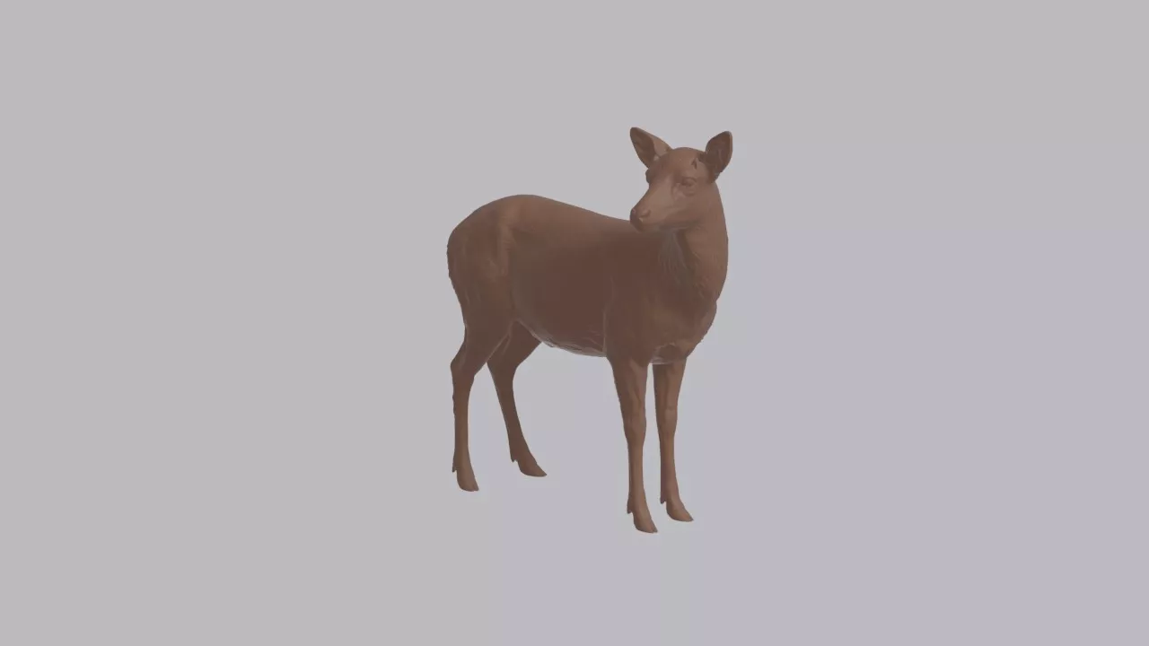 Realistic Sika Deer Looking Side Animal Sculpture 3D print model