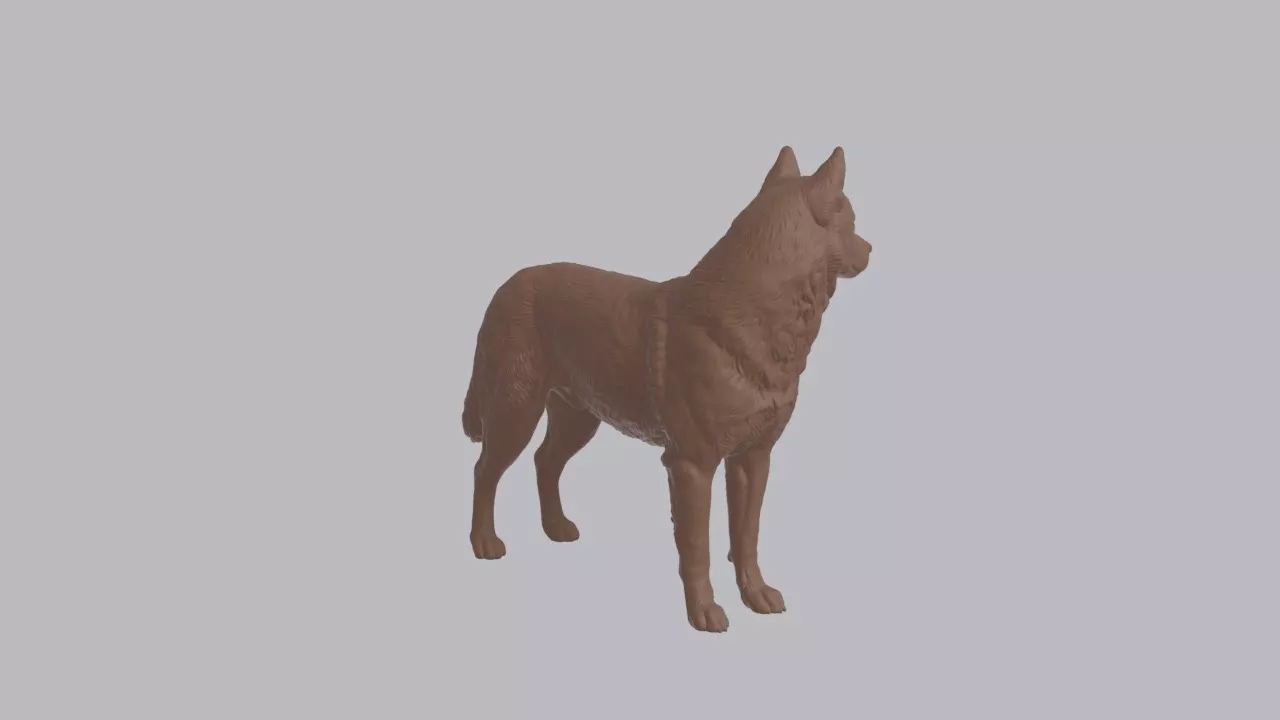Realistic Siberian Husky Looking Side Dog Sculpture 3D print model