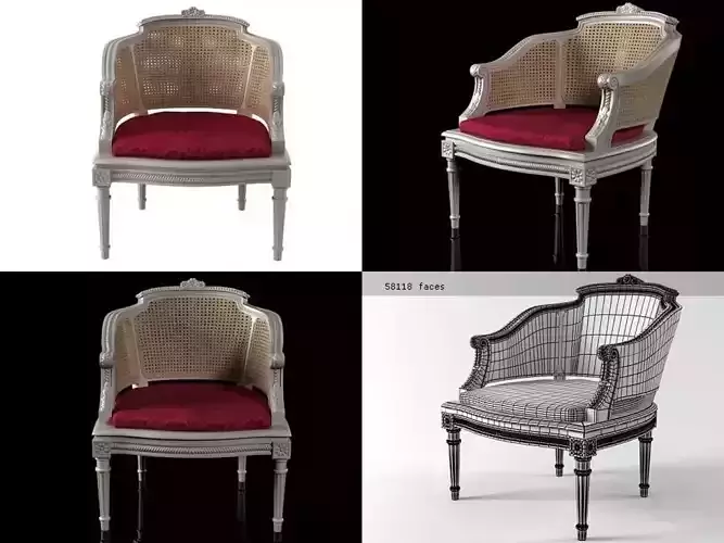 French 19th c Chaise B 3D model