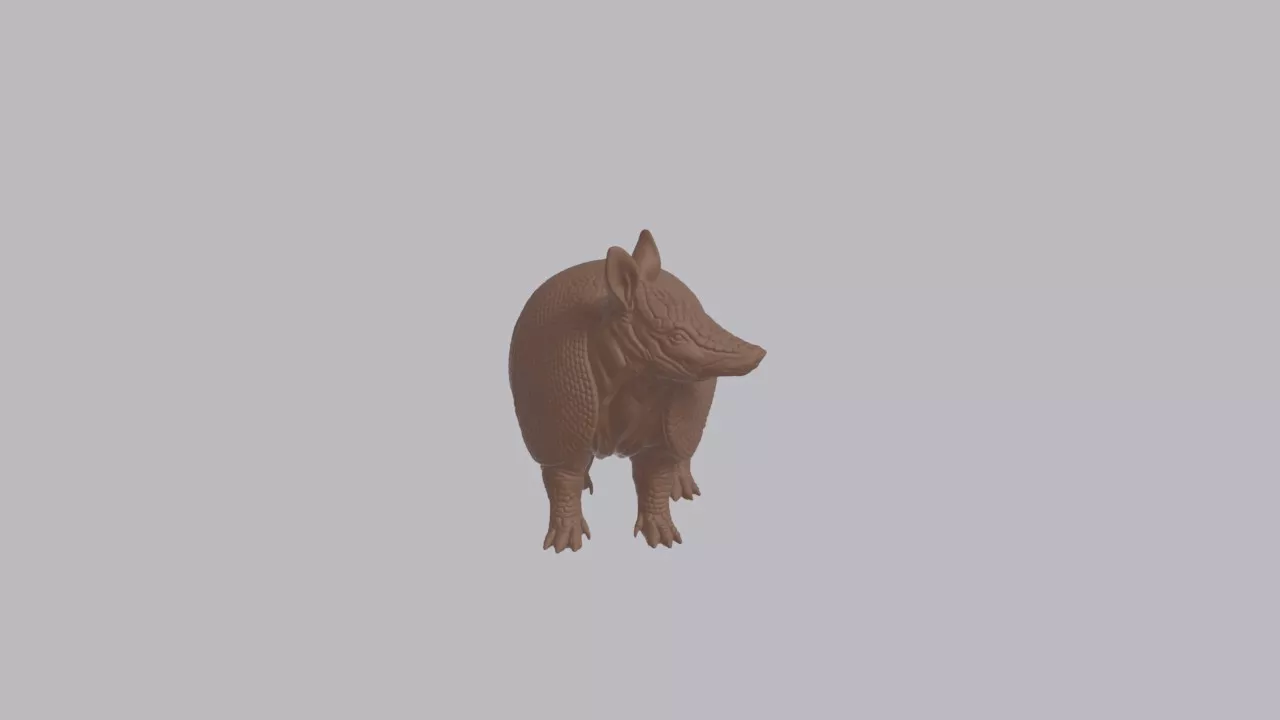 Realistic Nine-banded Armadillo Looking Side Animal Sculpture 3D print model