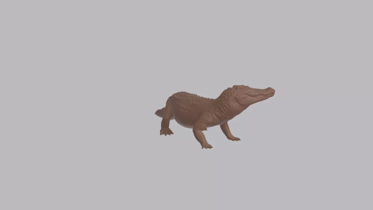 Realistic Nile Crocodile Looking Side Reptile Sculpture 3D print model