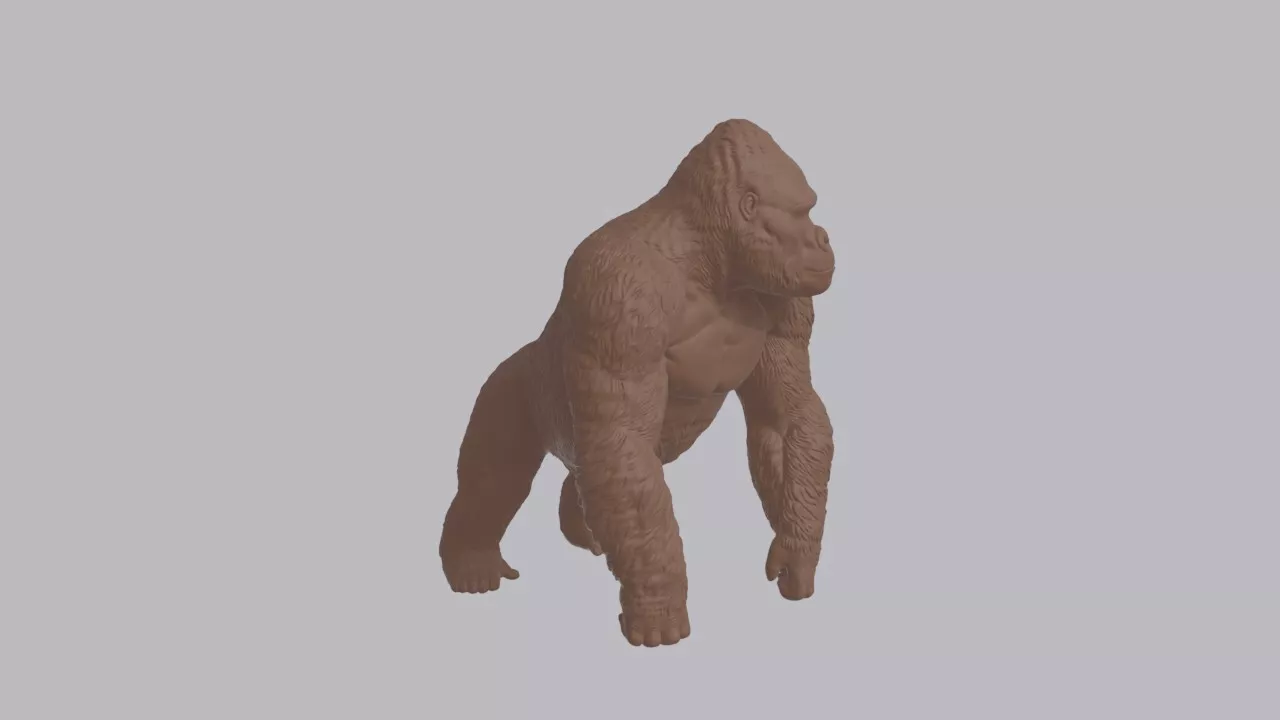 Realistic Mountain Gorilla Looking Side Animal Sculpture 3D print model