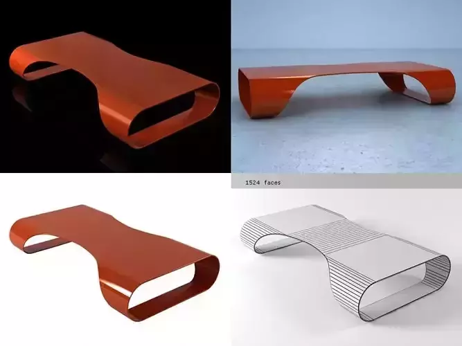 Lite curved coffee table 3D model