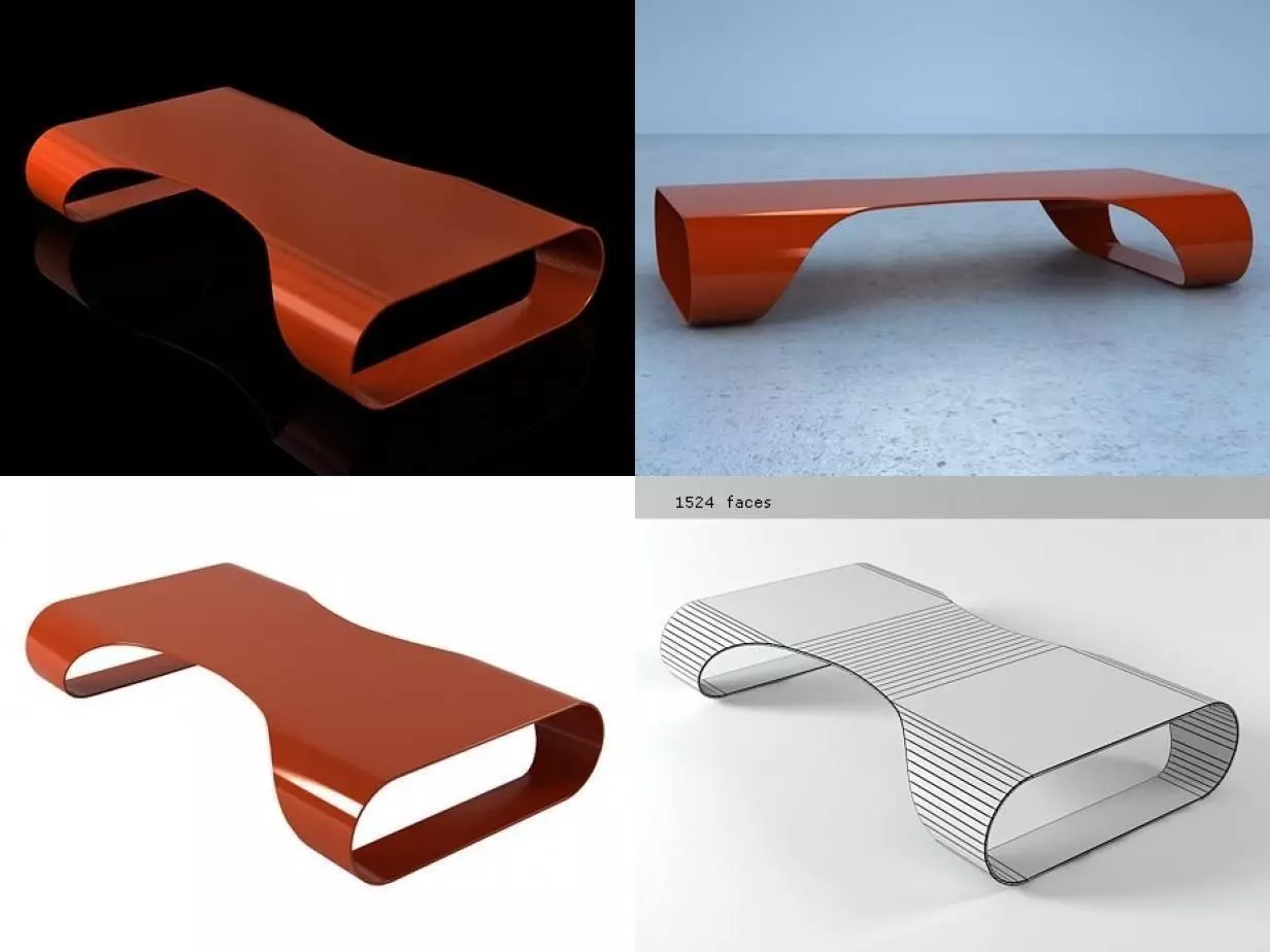 Lite curved coffee table 3D model_0