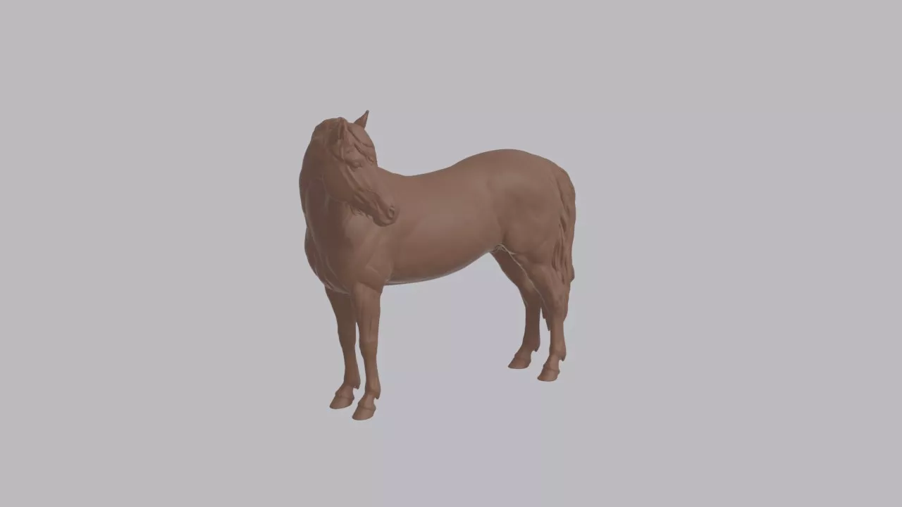 Realistic Icelandic Horse Looking Side Animal Sculpture 3D print model