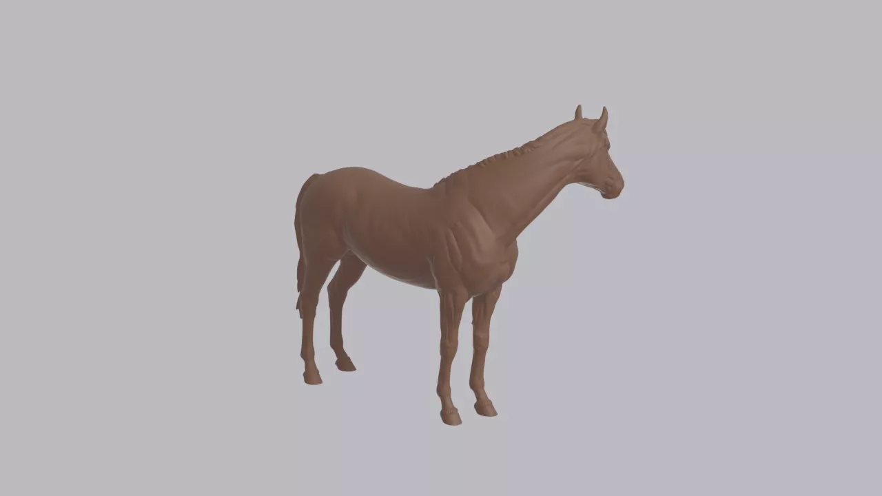 Realistic Horse Looking Side Animal Sculpture 3D print model