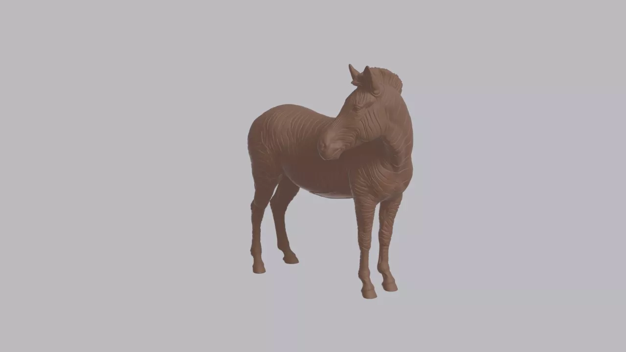 Realistic Grevys Zebra Looking Side Animal Sculpture 3D print model