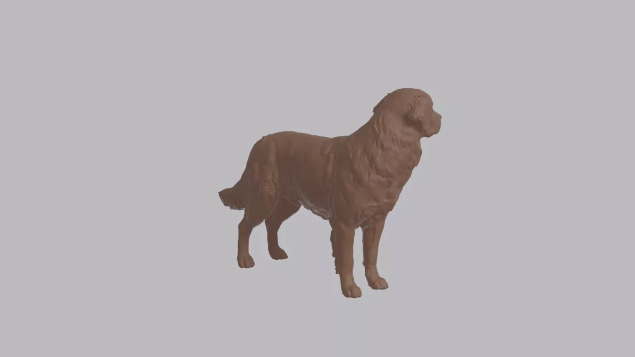 Realistic Golden Retriever Looking Side Dog Sculpture 3D print model