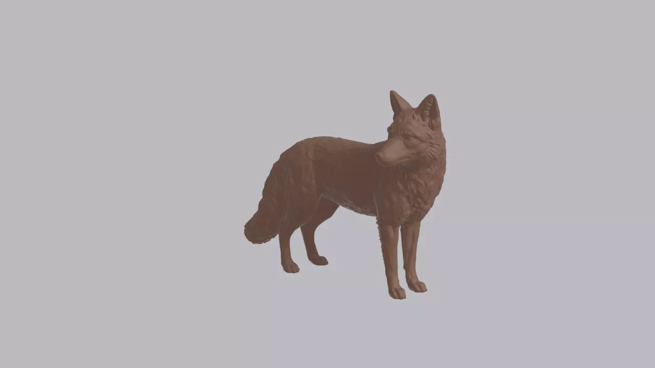 Realistic Fox Looking Side Animal Sculpture 3D print model