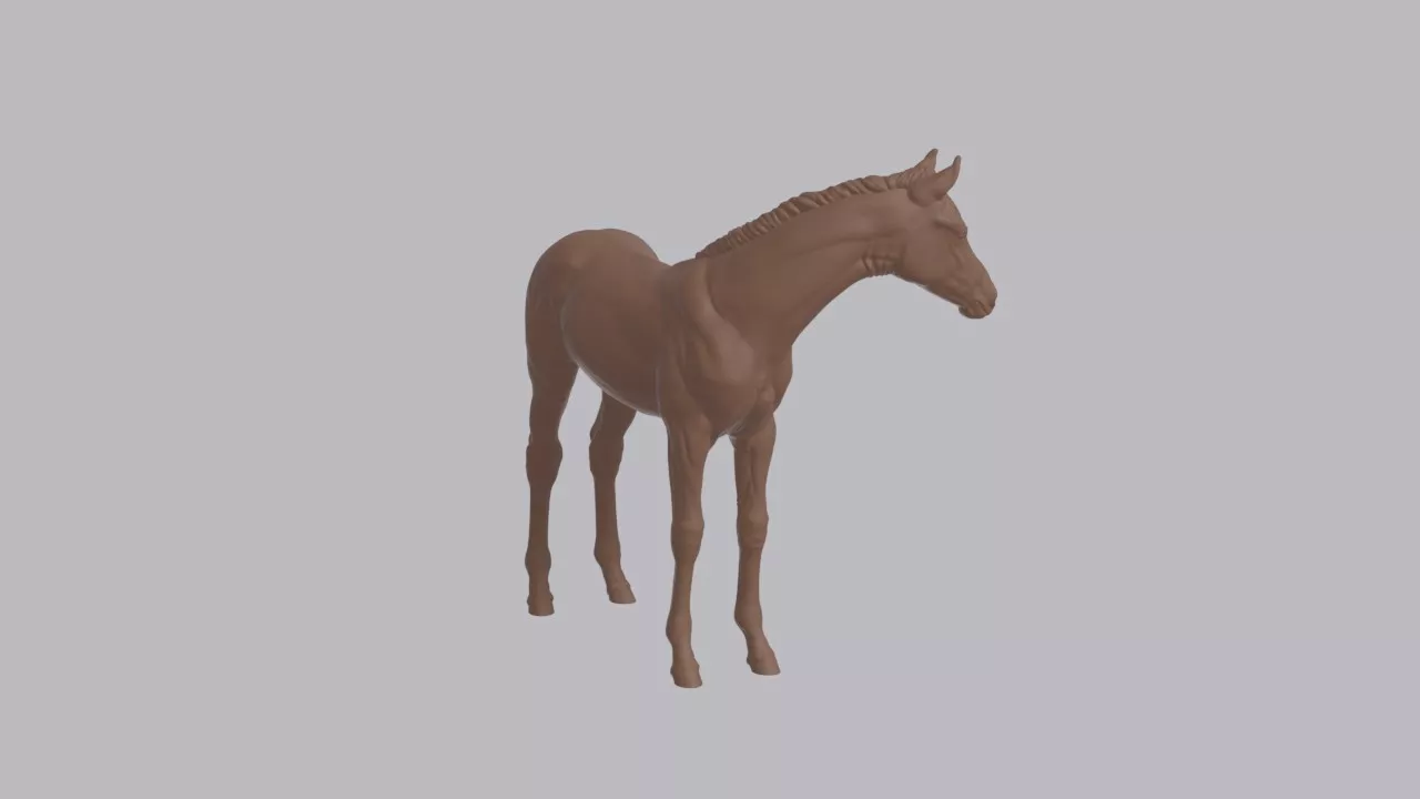 Realistic Foal Looking Side Animal Sculpture 3D print model