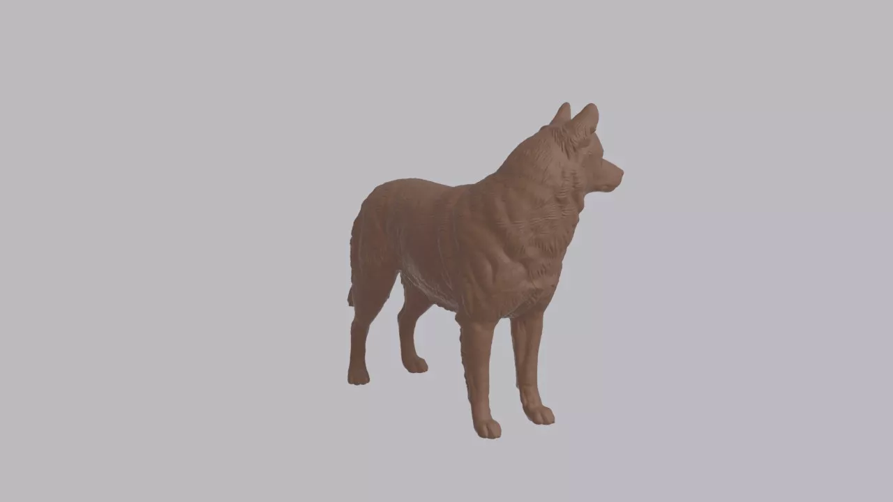 Realistic Finnish Spitz Looking Side Dog Sculpture 3D print model