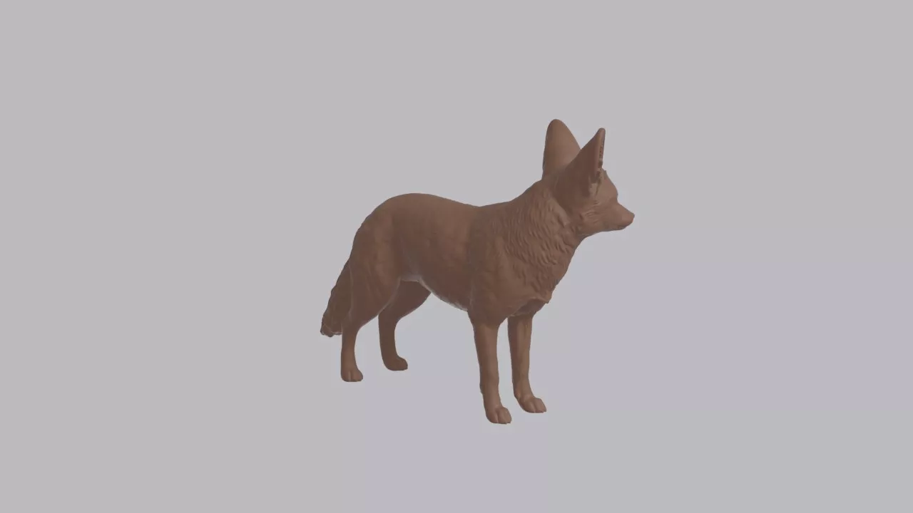 Realistic Fennec Fox Looking Side Animal Sculpture 3D print model